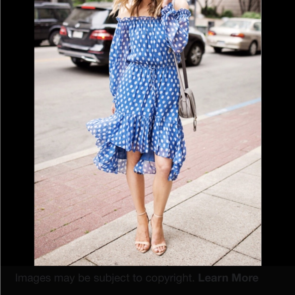 Diane Von Furstenberg Blue Camila Silk Chiffon High Low Dress
